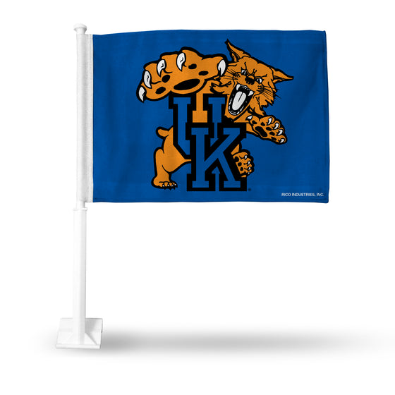 NCAA  Kentucky Wildcats Standard Double Sided Car Flag -  16" x 19" - Strong Pole that Hooks Onto Car/Truck/Automobile