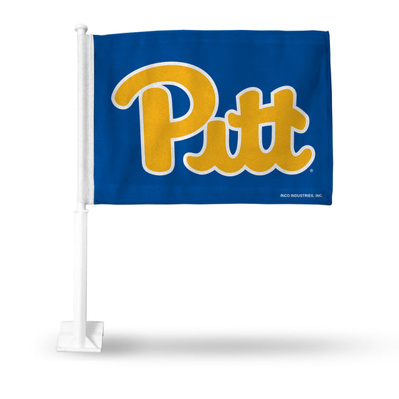 NCAA  Pitt Panthers Standard Double Sided Car Flag -  16" x 19" - Strong Pole that Hooks Onto Car/Truck/Automobile