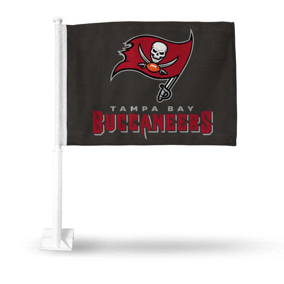 NFL Football Tampa Bay Buccaneers Black Double Sided Car Flag -  16" x 19" - Strong Pole that Hooks Onto Car/Truck/Automobile