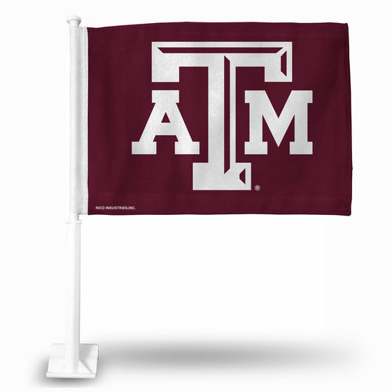 NCAA  Texas A&M Aggies Standard Double Sided Car Flag -  16" x 19" - Strong Pole that Hooks Onto Car/Truck/Automobile