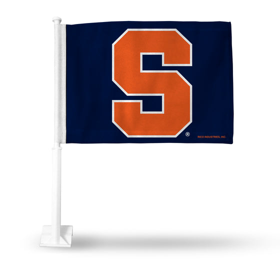 NCAA  Syracuse Orange Standard Double Sided Car Flag -  16" x 19" - Strong Pole that Hooks Onto Car/Truck/Automobile
