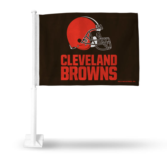 NFL Football Cleveland Browns Standard Double Sided Car Flag -  16" x 19" - Strong Pole that Hooks Onto Car/Truck/Automobile
