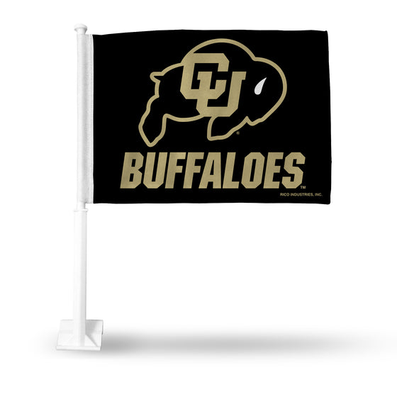 NCAA  Colorado Buffaloes Standard Double Sided Car Flag -  16" x 19" - Strong Pole that Hooks Onto Car/Truck/Automobile