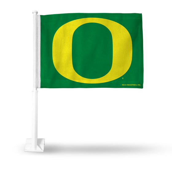 NCAA  Oregon Ducks Standard Double Sided Car Flag -  16" x 19" - Strong Pole that Hooks Onto Car/Truck/Automobile