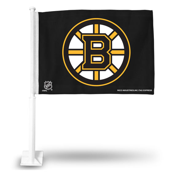 NHL Hockey Boston Bruins Standard Double Sided Car Flag -  16" x 19" - Strong Pole that Hooks Onto Car/Truck/Automobile