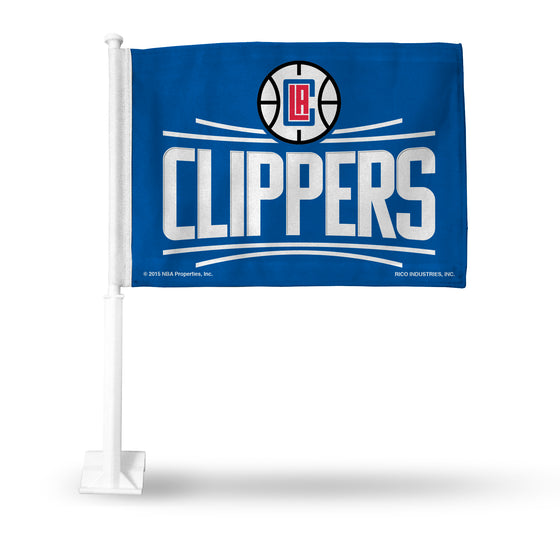 NBA Basketball Los Angeles Clippers Standard Double Sided Car Flag -  16" x 19" - Strong Pole that Hooks Onto Car/Truck/Automobile