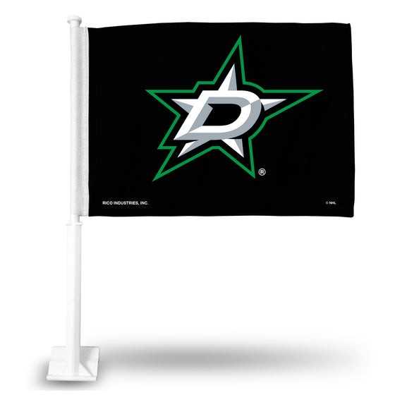 NHL Hockey Dallas Stars Standard Double Sided Car Flag -  16" x 19" - Strong Pole that Hooks Onto Car/Truck/Automobile