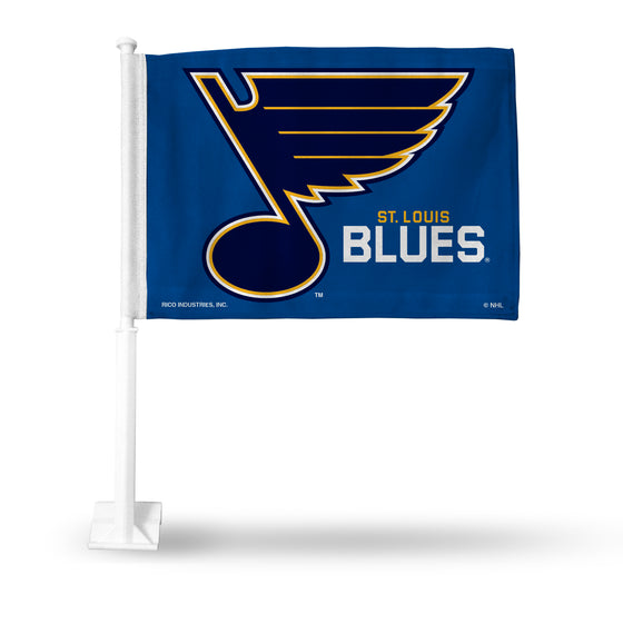NHL Hockey St. Louis Blues Primary Double Sided Car Flag -  16" x 19" - Strong Pole that Hooks Onto Car/Truck/Automobile