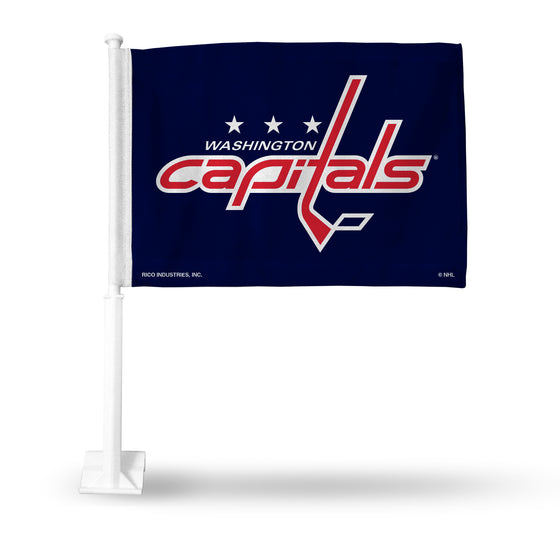 NHL Hockey Washington Capitals Standard Double Sided Car Flag -  16" x 19" - Strong Pole that Hooks Onto Car/Truck/Automobile