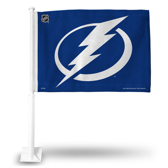 NHL Hockey Tampa Bay Lightning Standard Double Sided Car Flag -  16" x 19" - Strong Pole that Hooks Onto Car/Truck/Automobile