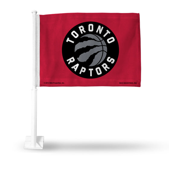 NBA Basketball Toronto Raptors Standard Double Sided Car Flag -  16" x 19" - Strong Pole that Hooks Onto Car/Truck/Automobile