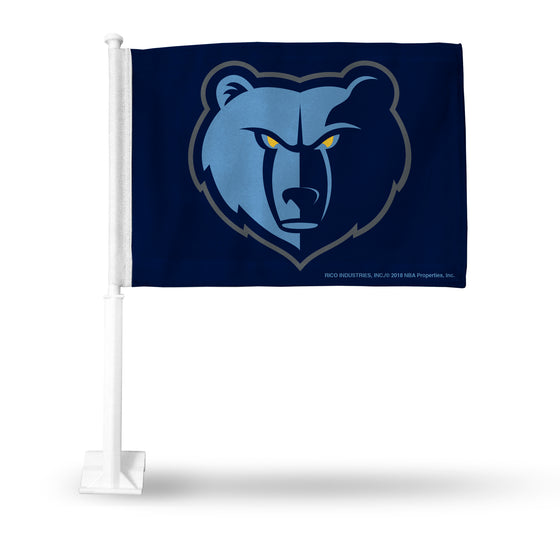 NBA Basketball Memphis Grizzlies Primary Double Sided Car Flag -  16" x 19" - Strong Pole that Hooks Onto Car/Truck/Automobile