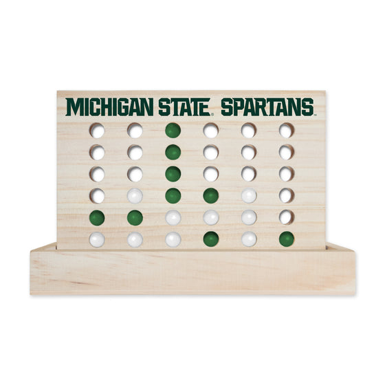 NCAA  Michigan State Spartans  Wooden 4 in a Row Board Game Line up 4 Game Travel Board Games for Kids and Adults