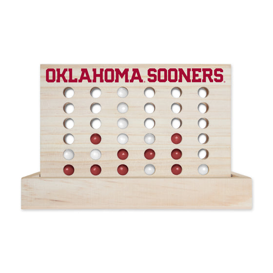NCAA  Oklahoma Sooners  Wooden 4 in a Row Board Game Line up 4 Game Travel Board Games for Kids and Adults