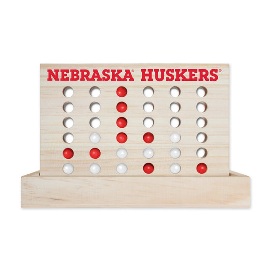NCAA  Nebraska Cornhuskers  Wooden 4 in a Row Board Game Line up 4 Game Travel Board Games for Kids and Adults