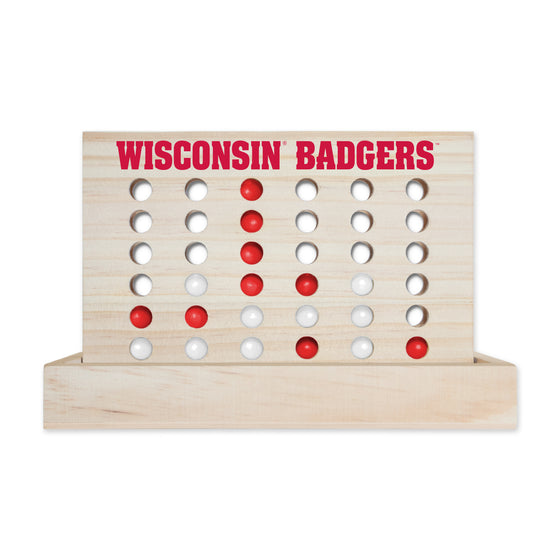 NCAA  Wisconsin Badgers  Wooden 4 in a Row Board Game Line up 4 Game Travel Board Games for Kids and Adults