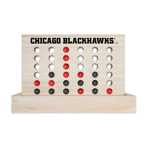 NHL Hockey Chicago Blackhawks  Wooden 4 in a Row Board Game Line up 4 Game Travel Board Games for Kids and Adults