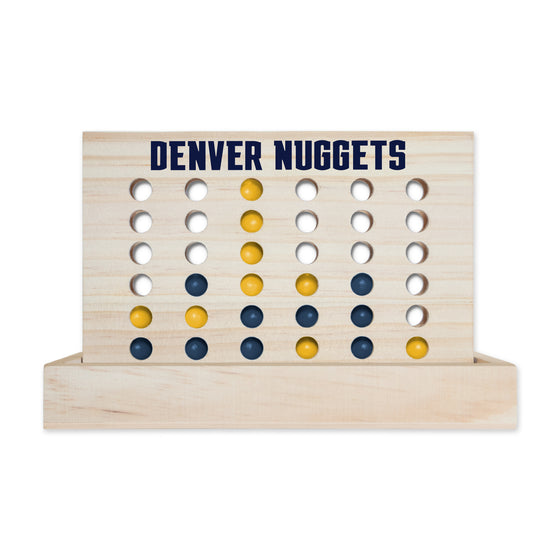 NBA Basketball Denver Nuggets  Wooden 4 in a Row Board Game Line up 4 Game Travel Board Games for Kids and Adults