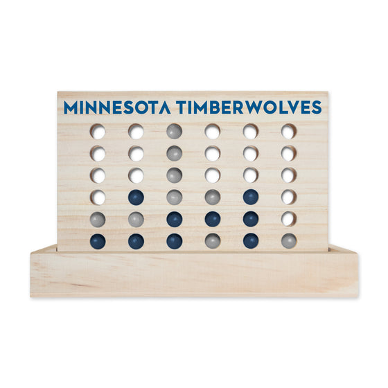 NBA Basketball Minnesota Timberwolves  Wooden 4 in a Row Board Game Line up 4 Game Travel Board Games for Kids and Adults