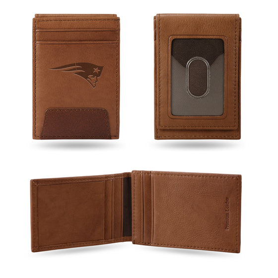 NFL Football New England Patriots  Genuine Leather Front Pocket Wallet - Slim Wallet