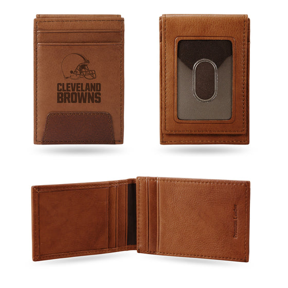 NFL Football Cleveland Browns  Genuine Leather Front Pocket Wallet - Slim Wallet