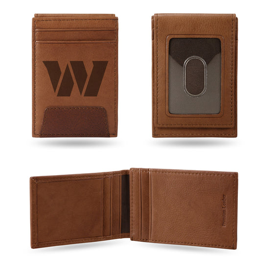 NFL Football Washington Commanders  Genuine Leather Front Pocket Wallet - Slim Wallet