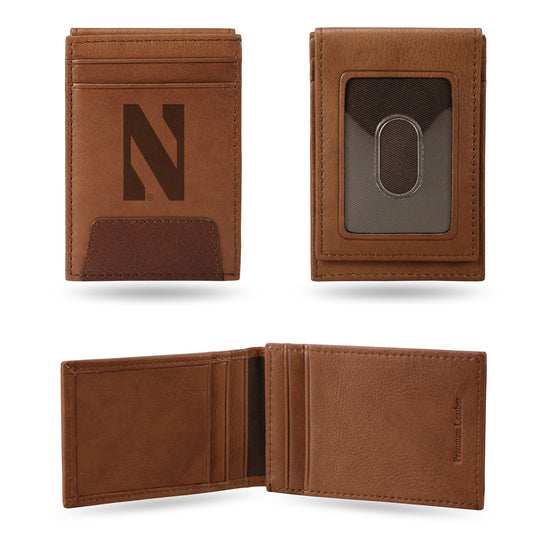NCAA  Northwestern Wildcats  Genuine Leather Front Pocket Wallet - Slim Wallet