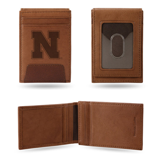 NCAA  Nebraska Cornhuskers  Genuine Leather Front Pocket Wallet - Slim Wallet