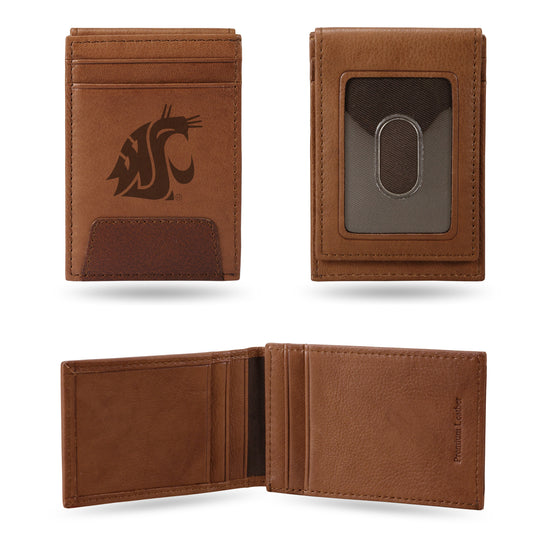 NCAA  Washington State Cougars  Genuine Leather Front Pocket Wallet - Slim Wallet