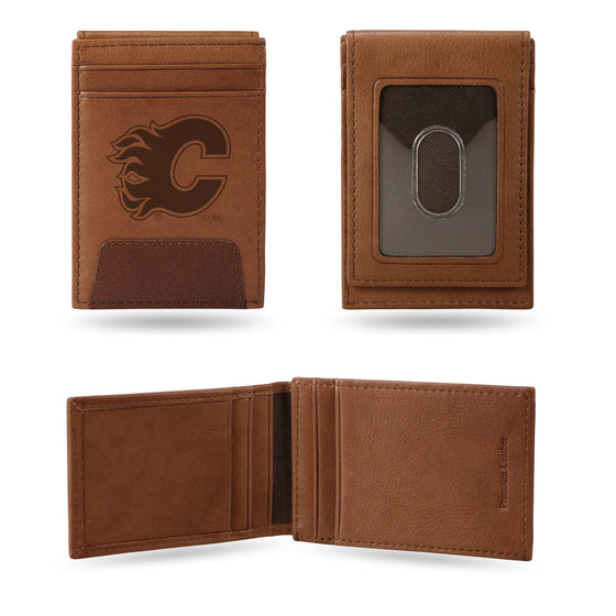 NHL Hockey Calgary Flames  Genuine Leather Front Pocket Wallet - Slim Wallet