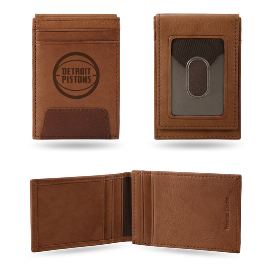 NBA Basketball Detroit Pistons  Genuine Leather Front Pocket Wallet - Slim Wallet