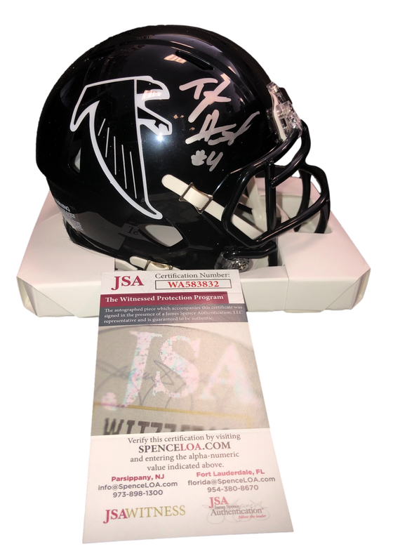 Atlanta Falcons Taylor Heinicke Signed Auto Throwback Speed Mini Helmet - JSA W COA - 757 Sports Collectibles