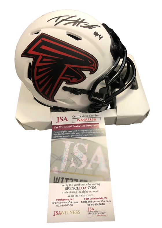 Atlanta Falcons Taylor Heinicke Signed Auto Lunar Speed Mini Helmet - JSA W COA - 757 Sports Collectibles