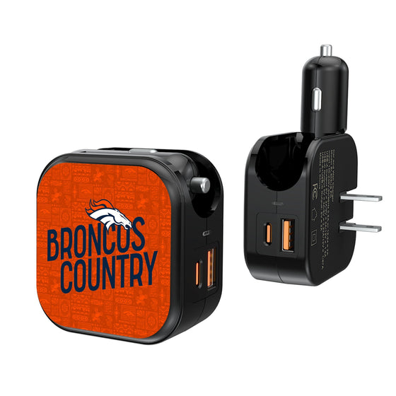 Denver Broncos 2024 Illustrated Limited Edition 2 in 1 USB A/C Charger-0