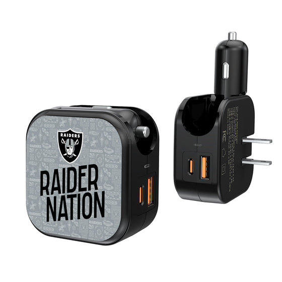 Las Vegas Raiders 2024 Illustrated Limited Edition 2 in 1 USB A/C Charger-0