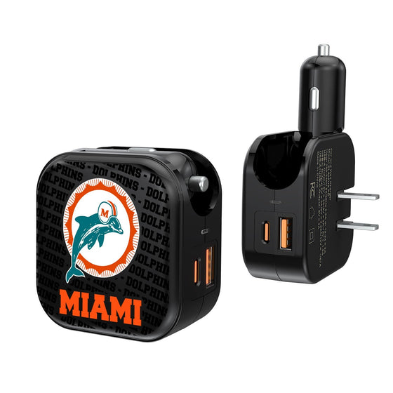 Miami Dolphins 1966-1973 Historic Collection Blackletter 2 in 1 USB A/C Charger-0