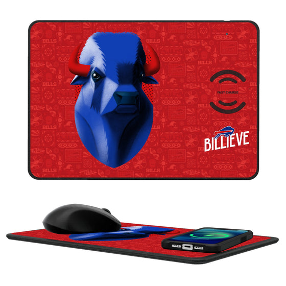 Buffalo Bills 2024 Illustrated Limited Edition 15-Watt Wireless Charger and Mouse Pad-0