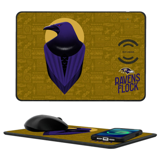 Baltimore Ravens 2024 Illustrated Limited Edition 15-Watt Wireless Charger and Mouse Pad-0