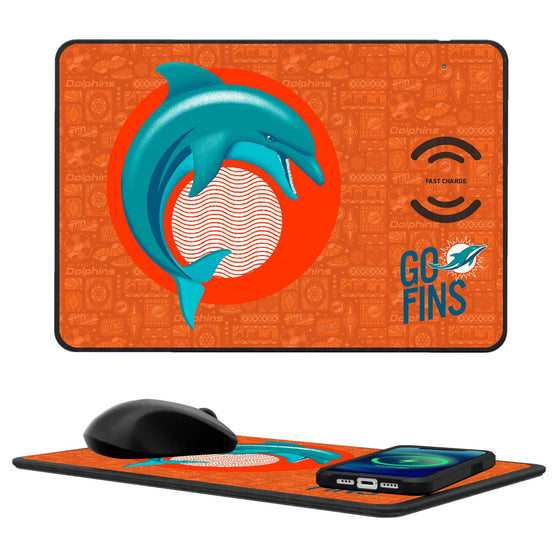 Miami Dolphins 2024 Illustrated Limited Edition 15-Watt Wireless Charger and Mouse Pad-0