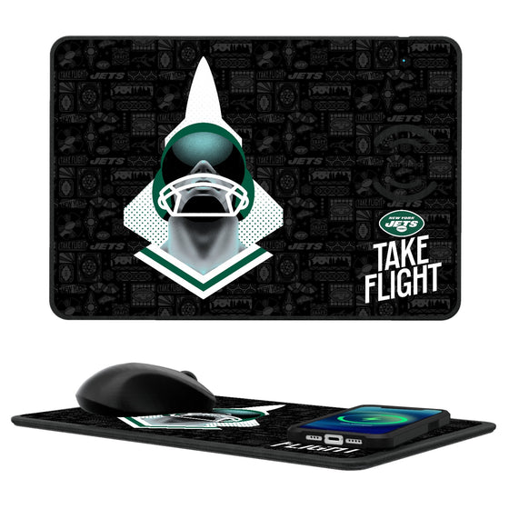 New York Jets 2024 Illustrated Limited Edition 15-Watt Wireless Charger and Mouse Pad-0
