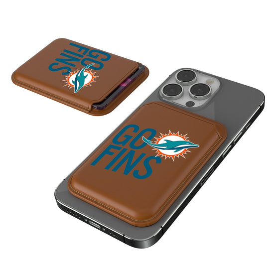 Miami Dolphins 2024 Illustrated Limited Edition Brown Magnetic Credit Card Wallet-0