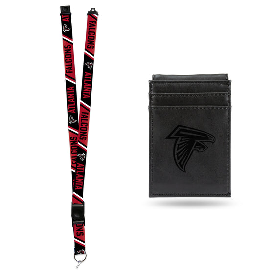 NFL Football Atlanta Falcons Black Front Pocket Wallet Set - Great Men's Gift
