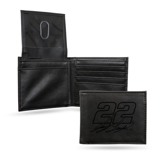 NASCAR Auto Racing Joey Logano Black Laser Engraved Bill-fold Wallet - Slim Design - Great Gift