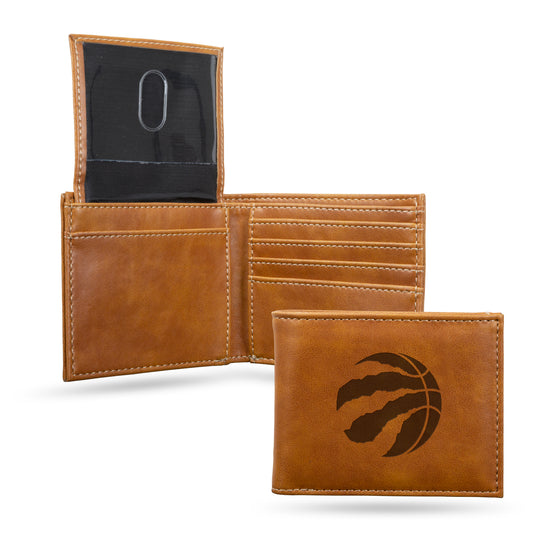 NBA Basketball Toronto Raptors Brown Laser Engraved Bill-fold Wallet - Slim Design - Great Gift
