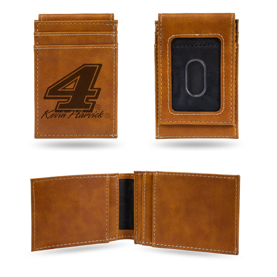 NASCAR Auto Racing Kevin Harvick Brown Laser Engraved Front Pocket Wallet - Compact/Comfortable/Slim