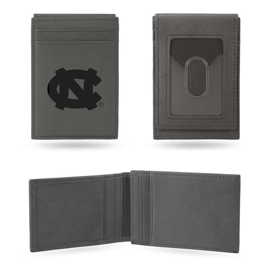 NCAA  North Carolina Tar Heels Gray Laser Engraved Front Pocket Wallet - Compact/Comfortable/Slim