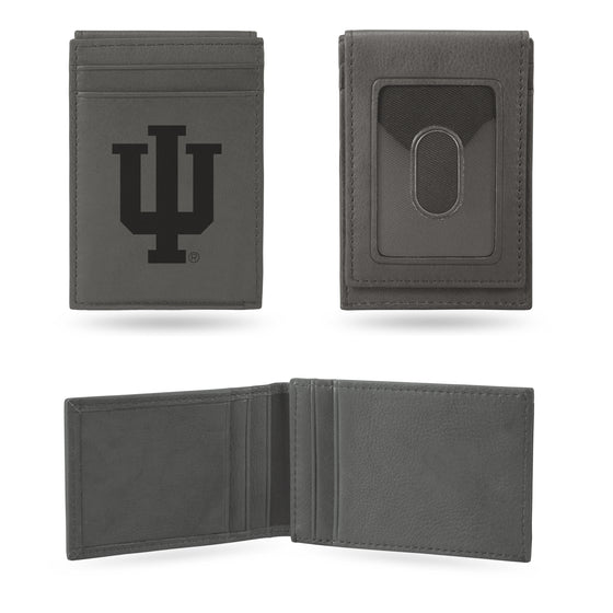 NCAA  Indiana Hoosiers Gray Laser Engraved Front Pocket Wallet - Compact/Comfortable/Slim