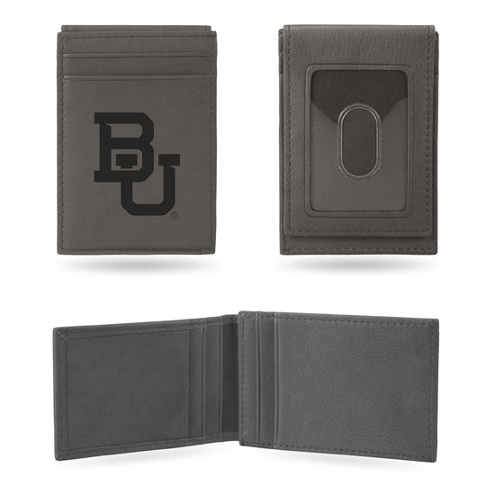 NCAA  Baylor Bears Gray Laser Engraved Front Pocket Wallet - Compact/Comfortable/Slim