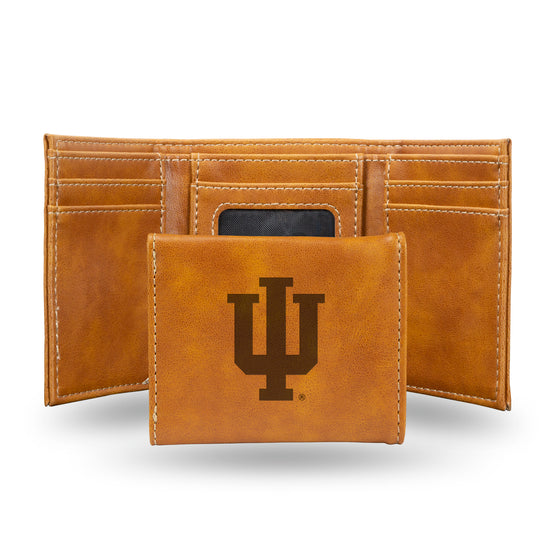 NCAA  Indiana Hoosiers Brown Laser Engraved Tri-Fold Wallet - Men's Accessory