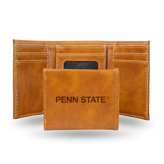 NCAA  Penn State Nittany Lions Brown Laser Engraved Tri-Fold Wallet - Men's Accessory